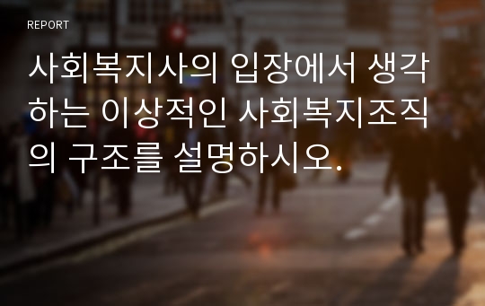 사회복지사의 입장에서 생각하는 이상적인 사회복지조직의 구조를 설명하시오.