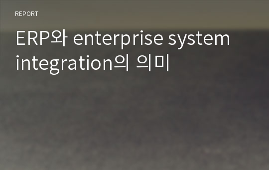 ERP와 enterprise system integration의 의미