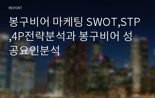 봉구비어 마케팅 SWOT,STP,4P전략분석과 봉구비어 성공요인분석