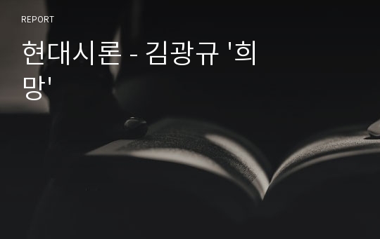 현대시론 - 김광규 &#039;희망&#039;