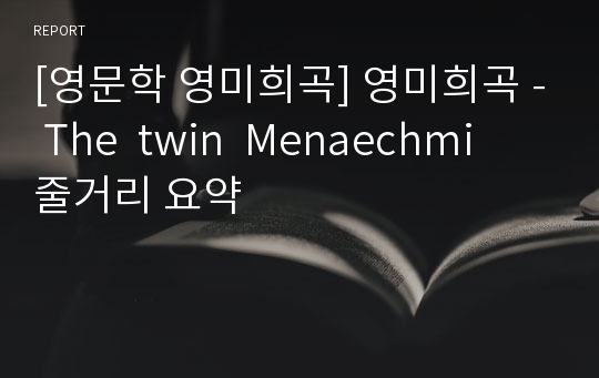 [영문학 영미희곡] 영미희곡 - The  twin  Menaechmi  줄거리 요약