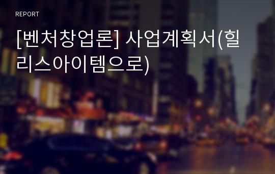 [벤처창업론] 사업계획서(힐리스아이템으로)