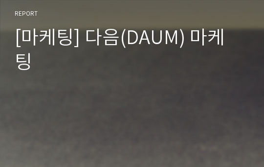 [마케팅] 다음(DAUM) 마케팅