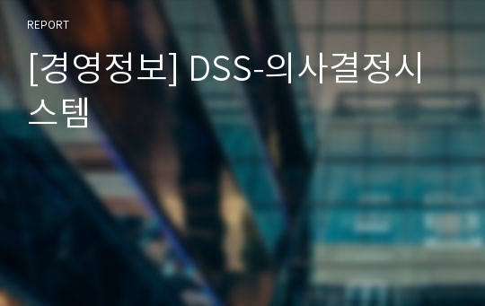 [경영정보] DSS-의사결정시스템