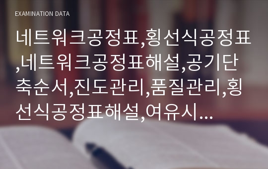 네트워크공정표,횡선식공정표,네트워크공정표해설,공기단축순서,진도관리,품질관리,횡선식공정표해설,여유시간,비용경사,Cost Slope,비용구배,최소비용,