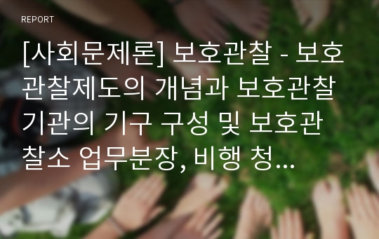 [사회문제론] 보호관찰 - 보호관찰제도의 개념과 보호관찰기관의 기구 구성 및 보호관찰소 업무분장, 비행 청소년을 대상으로 한 프로그램, 보호관찰대상과 준수사항