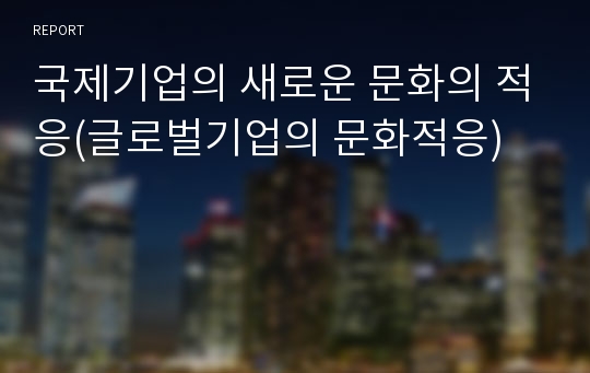 국제기업의 새로운 문화의 적응(글로벌기업의 문화적응)