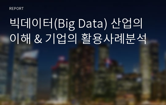 빅데이터(Big Data) 산업의 이해 &amp; 기업의 활용사례분석