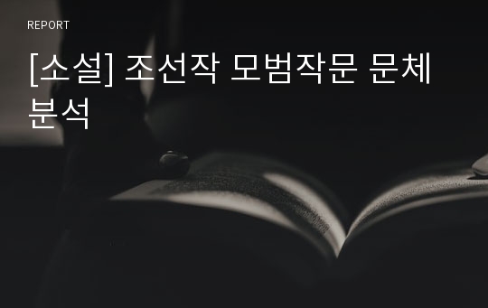 [소설] 조선작 모범작문 문체분석