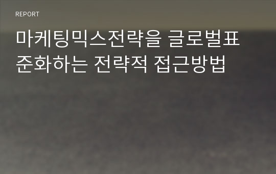 마케팅믹스전략을 글로벌표준화하는 전략적 접근방법