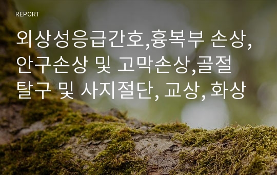 외상성응급간호,흉복부 손상,안구손상 및 고막손상,골절 탈구 및 사지절단, 교상, 화상