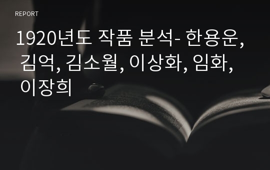 1920년도 작품 분석- 한용운, 김억, 김소월, 이상화, 임화,  이장희