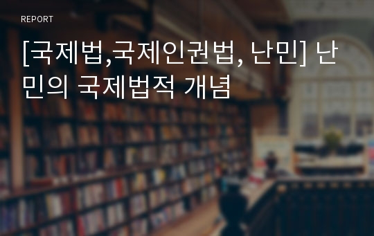 [국제법,국제인권법, 난민] 난민의 국제법적 개념