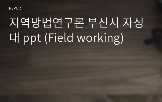 지역방법연구론 부산시 자성대 ppt (Field working)