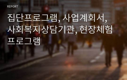 집단프로그램, 사업계회서, 사회복지상담기관, 현장체험프로그램