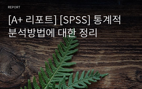 [A+ 리포트] [SPSS] 통계적 분석방법에 대한 정리