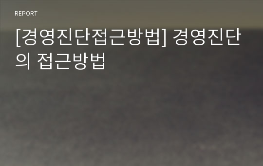 [경영진단접근방법] 경영진단의 접근방법