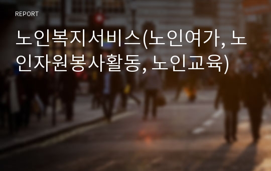 노인복지서비스(노인여가, 노인자원봉사활동, 노인교육)