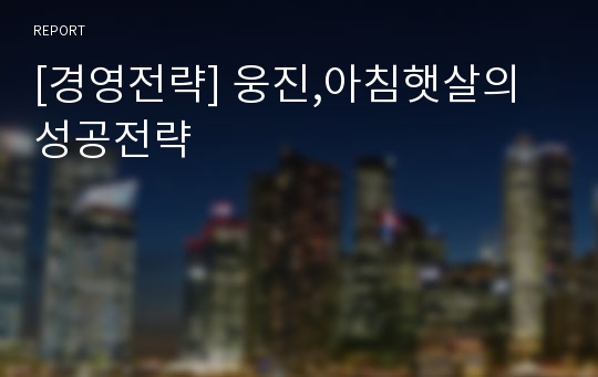 [경영전략] 웅진,아침햇살의 성공전략