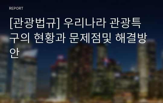 [관광법규] 우리나라 관광특구의 현황과 문제점및 해결방안