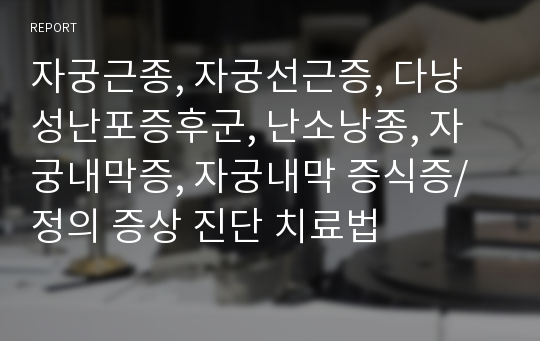 자궁근종, 자궁선근증, 다낭성난포증후군, 난소낭종, 자궁내막증, 자궁내막 증식증/정의 증상 진단 치료법