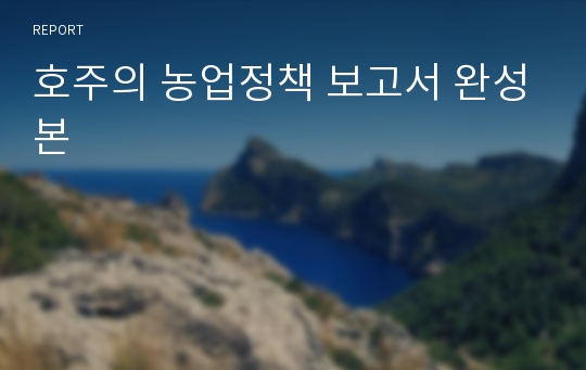 호주의 농업정책 보고서 완성본