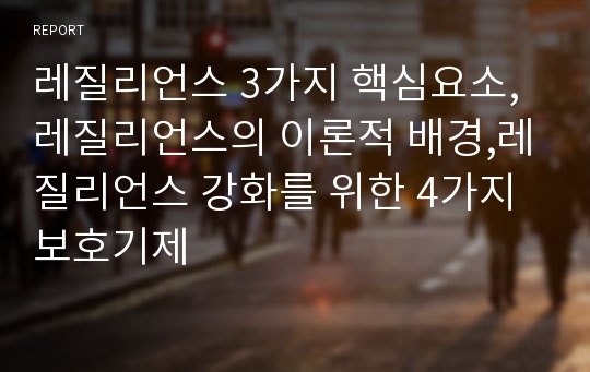 레질리언스 3가지 핵심요소,레질리언스의 이론적 배경,레질리언스 강화를 위한 4가지 보호기제