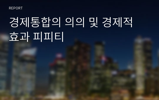 경제통합의 의의 및 경제적 효과 피피티