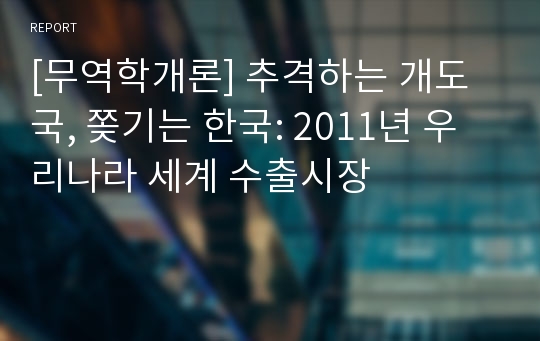 [무역학개론] 추격하는 개도국, 쫒기는 한국: 2011년 우리나라 세계 수출시장