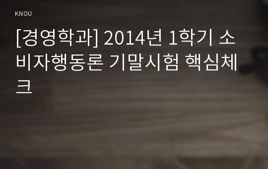 [경영학과] 2014년 1학기 소비자행동론 기말시험 핵심체크