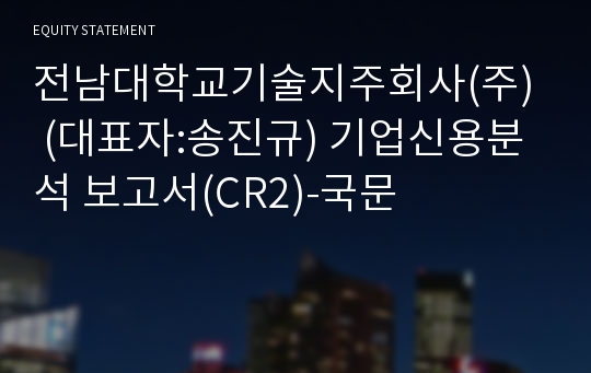 전남대학교기술지주회사(주) 기업신용분석 보고서(CR2)-국문