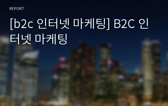 [b2c 인터넷 마케팅] B2C 인터넷 마케팅