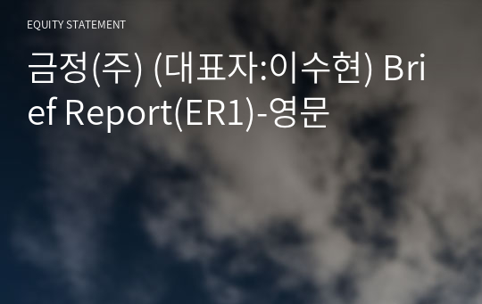 금정(주) Brief Report(ER1)-영문