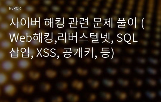 사이버 해킹 관련 문제 풀이 (Web해킹,리버스텔넷, SQL삽입, XSS, 공개키, 등)