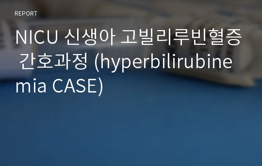 NICU 신생아 고빌리루빈혈증 간호과정 (hyperbilirubinemia CASE)