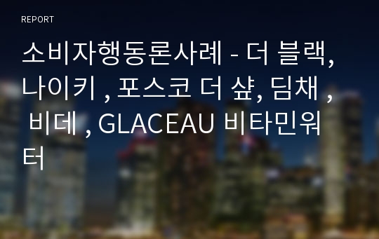 소비자행동론사례 - 더 블랙,나이키 , 포스코 더 샾, 딤채 , 비데 , GLACEAU 비타민워터