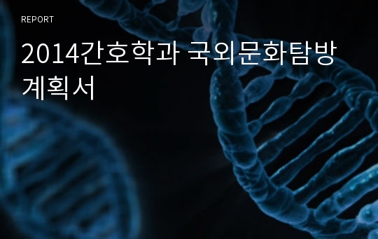 2014간호학과 국외문화탐방 계획서