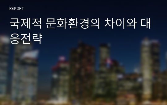 국제적 문화환경의 차이와 대응전략