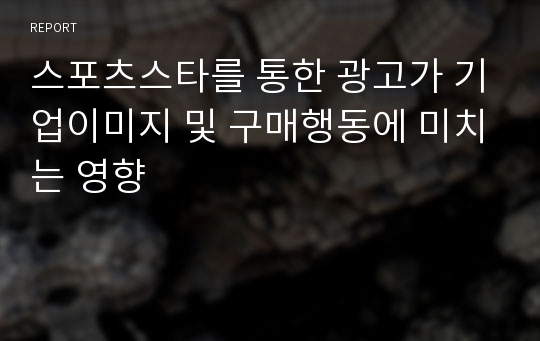 스포츠스타를 통한 광고가 기업이미지 및 구매행동에 미치는 영향