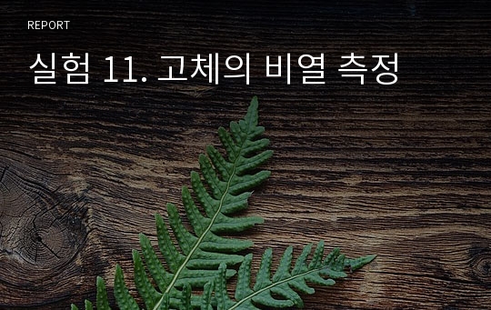 실험 11. 고체의 비열 측정