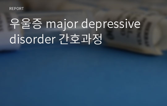 우울증 major depressive disorder 간호과정