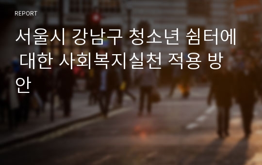 서울시 강남구 청소년 쉼터에 대한 사회복지실천 적용 방안