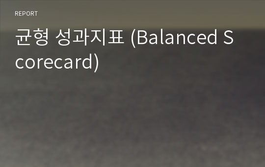 균형 성과지표 (Balanced Scorecard)