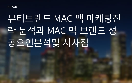 뷰티브랜드 MAC 맥 마케팅전략 분석과 MAC 맥 브랜드 성공요인분석및 시사점