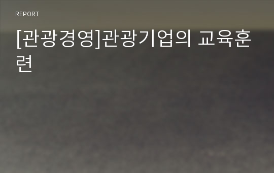 [관광경영]관광기업의 교육훈련