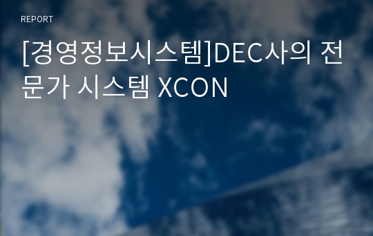 [경영정보시스템]DEC사의 전문가 시스템 XCON