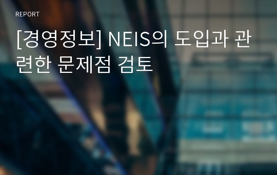 [경영정보] NEIS의 도입과 관련한 문제점 검토