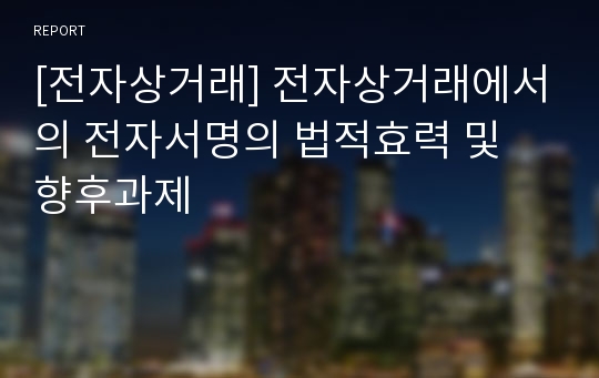 [전자상거래] 전자상거래에서의 전자서명의 법적효력 및 향후과제