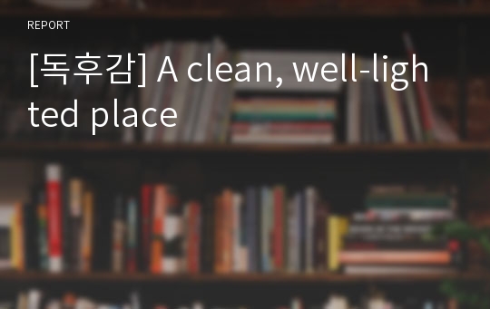 [독후감] A clean, well-lighted place