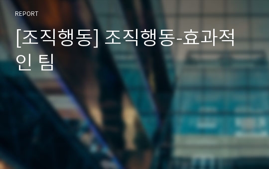 [조직행동] 조직행동-효과적인 팀